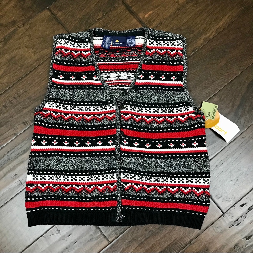 NWT! Lizsport VINTAGE Knit Vest